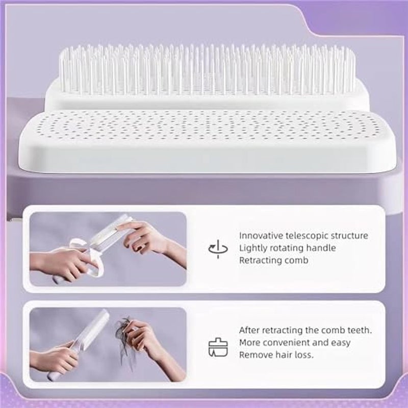 ALKAYAN Self-Cleaning Hair Brush, Organic Hair Brush Without Pulling, Detangler Brush, Rotating Design, Professional Detangling Brush for Wet, Dry Hair, Women, Men (Grey) - Image 5
