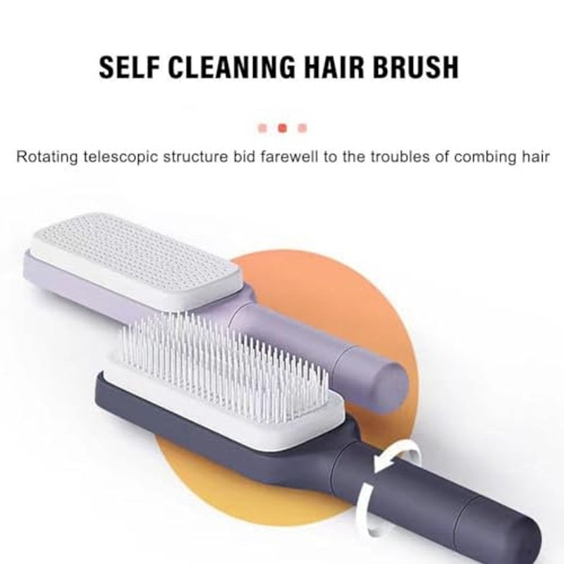 ALKAYAN Self-Cleaning Hair Brush, Organic Hair Brush Without Pulling, Detangler Brush, Rotating Design, Professional Detangling Brush for Wet, Dry Hair, Women, Men (Grey) - Image 2