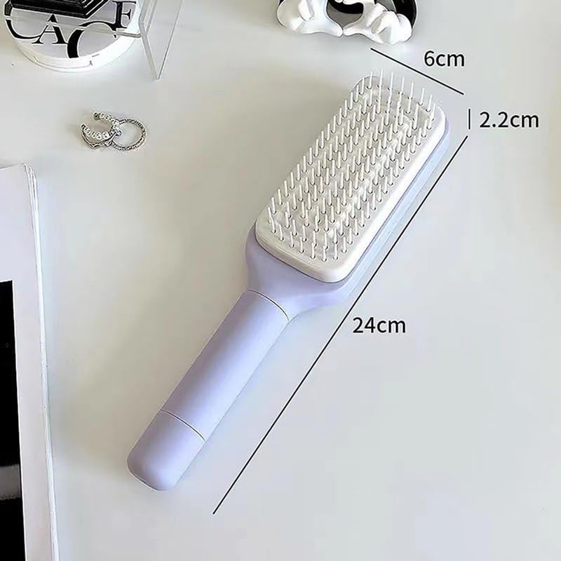 ALKAYAN Self-Cleaning Hair Brush, Organic Hair Brush Without Pulling, Detangler Brush, Rotating Design, Professional Detangling Brush for Wet, Dry Hair, Women, Men (Grey) - Image 3