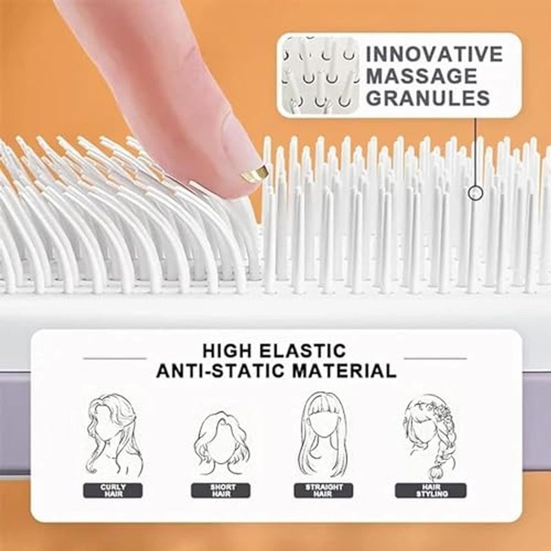 ALKAYAN Self-Cleaning Hair Brush, Organic Hair Brush Without Pulling, Detangler Brush, Rotating Design, Professional Detangling Brush for Wet, Dry Hair, Women, Men (Grey) - Image 4