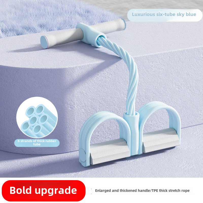 Small Multifunctional Pedal Puller Sit-Up Assistive Device Home Slim Belly Yoga Pedal Pull Rope Wholesale(Upgraded-blue [bold six tubes]]) - Image 1