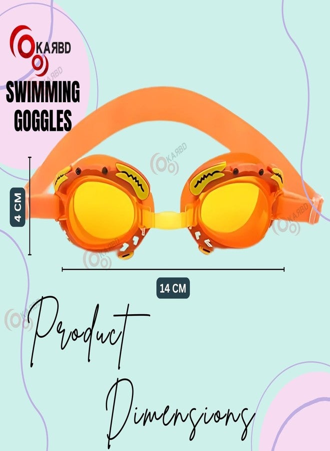 KARBD Swimming Goggles Crab Cartoon Design Universal Size for Kids (Crab Cartoon Orange) - Image 3