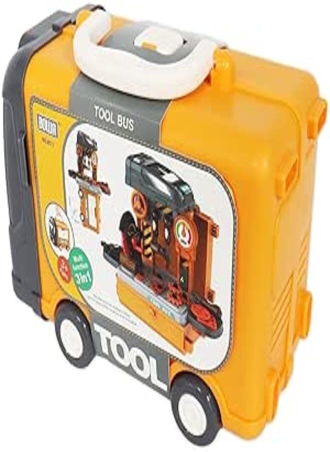 3 In 1 Tool Bus Set Card Packing No Need Battery 39Pcs, 3+ boy toys, girl toys, birthday gift, Christmas gift, growth, fun, for kids. 