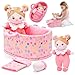OUOZZZ 10 Baby Doll for 2 Year Old Girls Set with Soft Doll Bassinet Blanket and Bottle Interactive Pretend Playset for Social Emotional Learning Birthday Gift for 2 Year Olds Girls Pink - Image 3