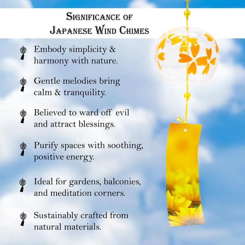 Ekhasa نستراي من أجراس الرياح اليابانية لديكور المنزل، غرفة المعيشة | أجراس الرياح للشرفة، الحديقة | جرس زجاجي لأجراس الرياح | جرس الرياح الخارجي لفن فاستو فنج شوي | عناصر ديكور يابانية كهدية - Image 5