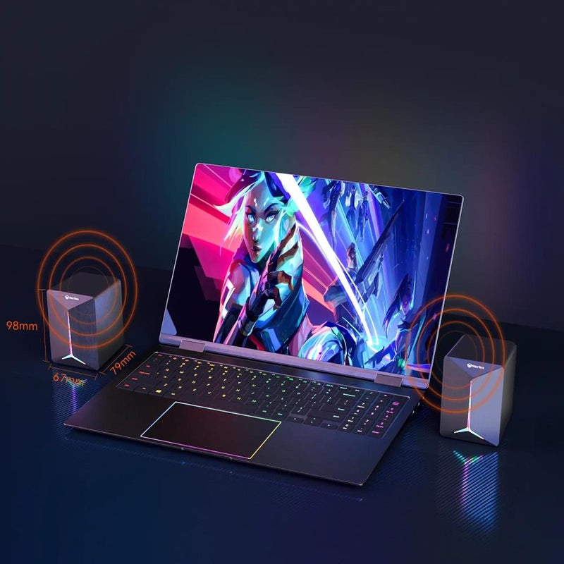 MEETION MT-SP2011 Compact Desktop Gaming Speakers, HiFi 2.0 Stereo, Dynamic RGB Lighting, 40 mm Drivers, 3W x 2, USB and 3.5 mm, Grey - Image 3