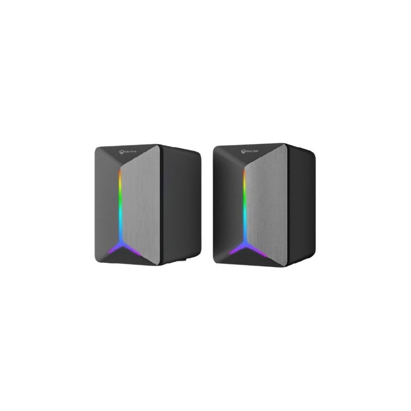 MEETION MT-SP2011 Compact Desktop Gaming Speakers, HiFi 2.0 Stereo, Dynamic RGB Lighting, 40 mm Drivers, 3W x 2, USB and 3.5 mm, Grey - Image 5