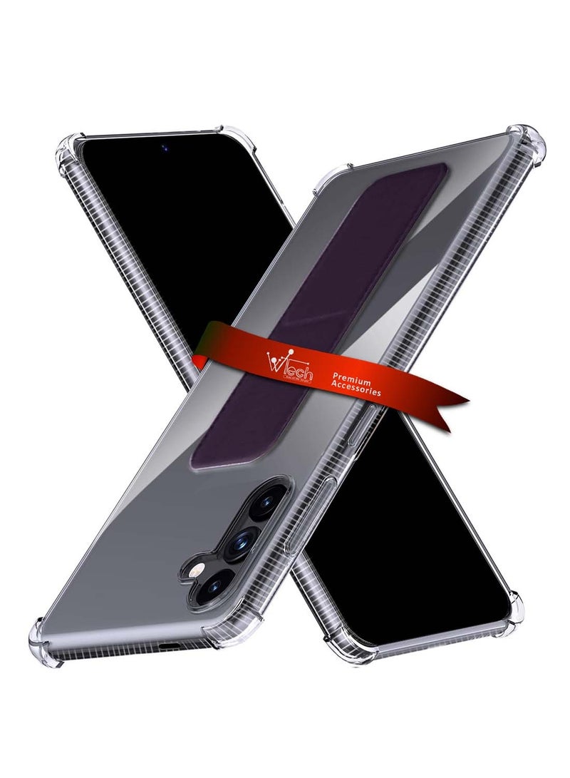 Wtech Samsung Galaxy S25 2025 TPU Hand Grip Air Pillow Case Cover - Clear/Eggplant Purple - Image 1