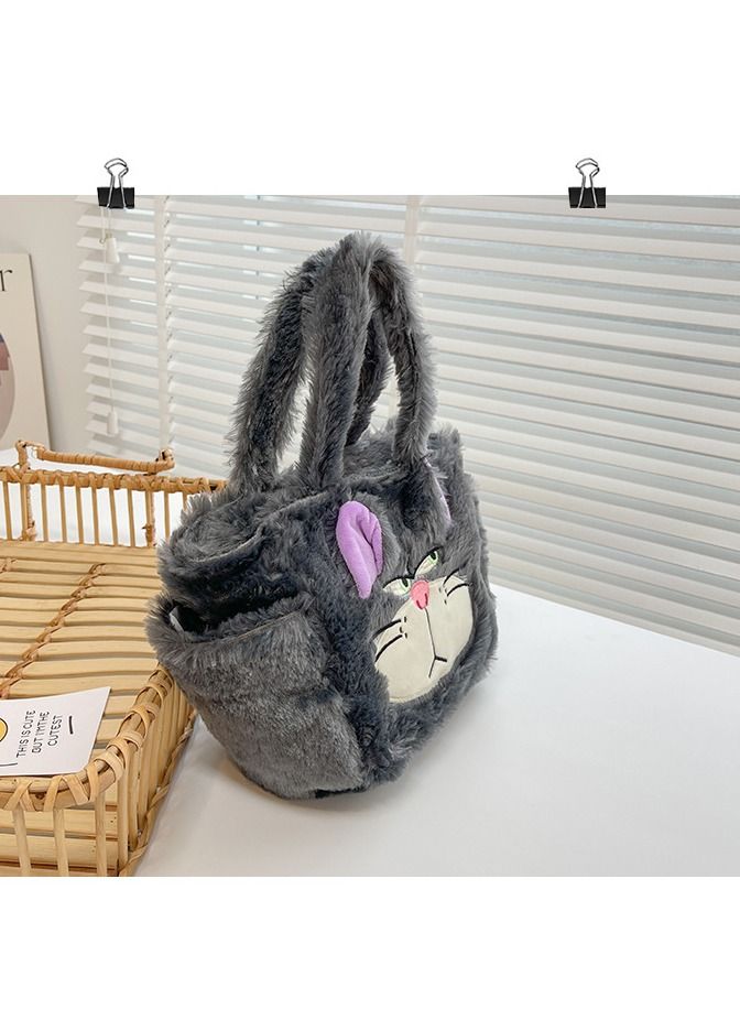 Cartoon Lucifer Cat Plush Tote Bag Portable Makeup Storage Bag All-In-One Portable Travel Makeup Storage Bag  - Image 3