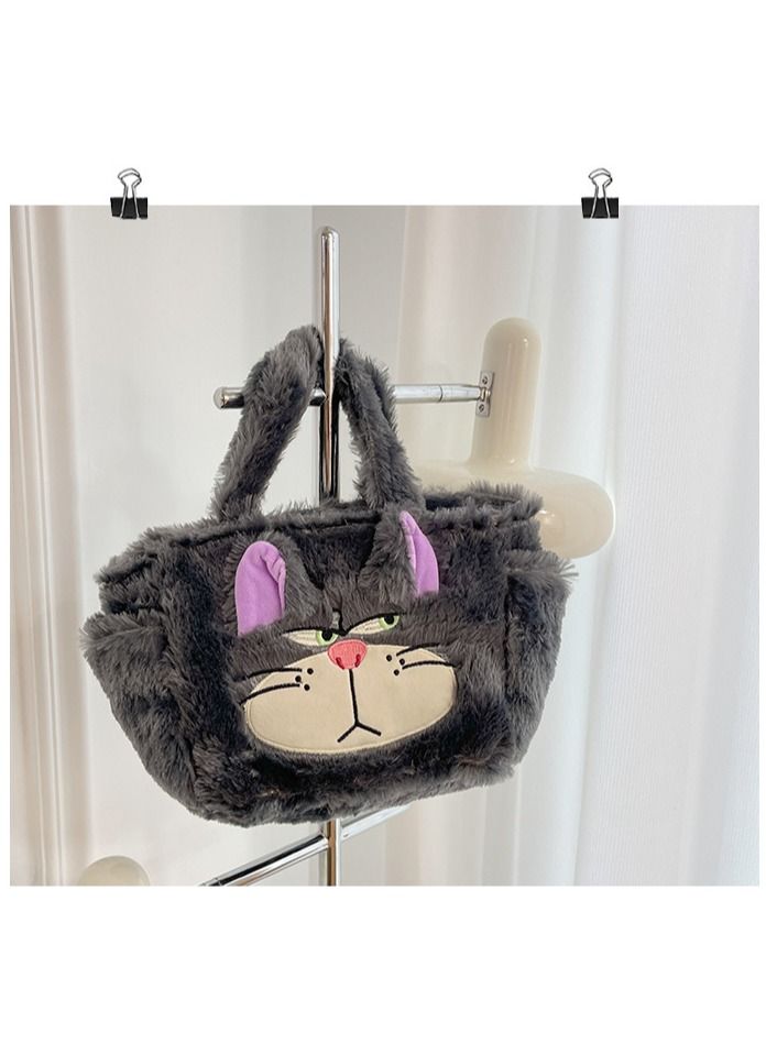 Cartoon Lucifer Cat Plush Tote Bag Portable Makeup Storage Bag All-In-One Portable Travel Makeup Storage Bag  - Image 2