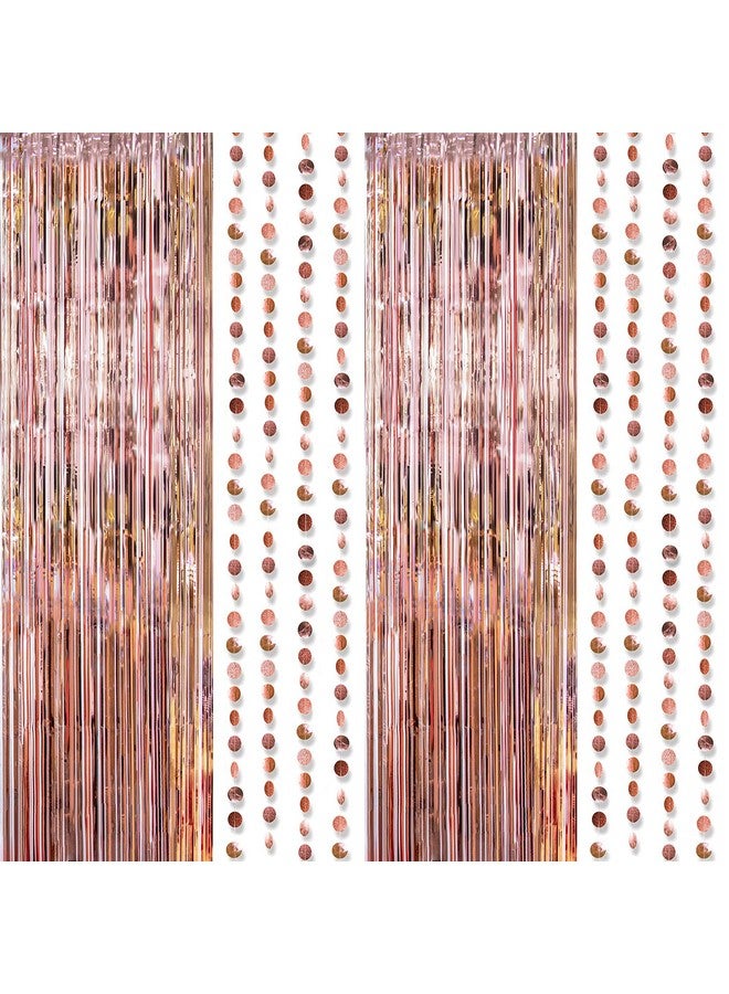 Decor365 ستارة خلفية من شرائط اللمعان باللون الوردي الذهبي لتزيين الحفلات، زينة دائرية معلقة لحفلة عيد الميلاد، الزفاف، الخطوبة، خلفية حفل الزفاف، حفلة استحمام الطفل، حفلة عيد الميلاد، حفلة عيد الميلاد السادسة عشر - Image 2