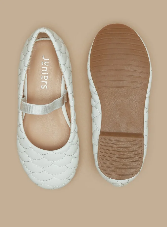 جونيورز Girls Quilted Slip-On Round Toe Ballerina Shoes With Elasticated Strap