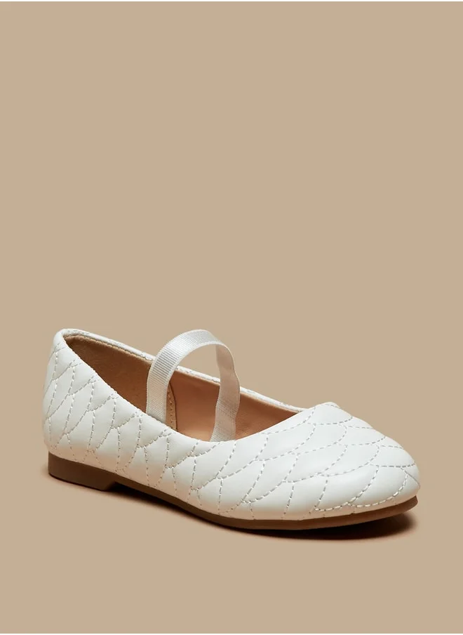 جونيورز Girls Quilted Slip-On Round Toe Ballerina Shoes With Elasticated Strap