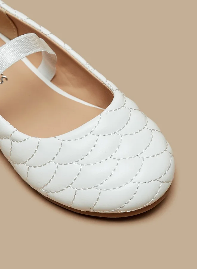 جونيورز Girls Quilted Slip-On Round Toe Ballerina Shoes With Elasticated Strap