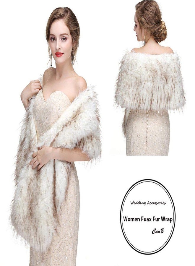 CanB Women's 1920 Fur Wraps and Shawls Bridal Winter Faux Fur Stole Wedding Faux Mink Cape for Bridesmaids - Image 2