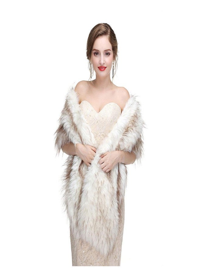 CanB Women's 1920 Fur Wraps and Shawls Bridal Winter Faux Fur Stole Wedding Faux Mink Cape for Bridesmaids - Image 1