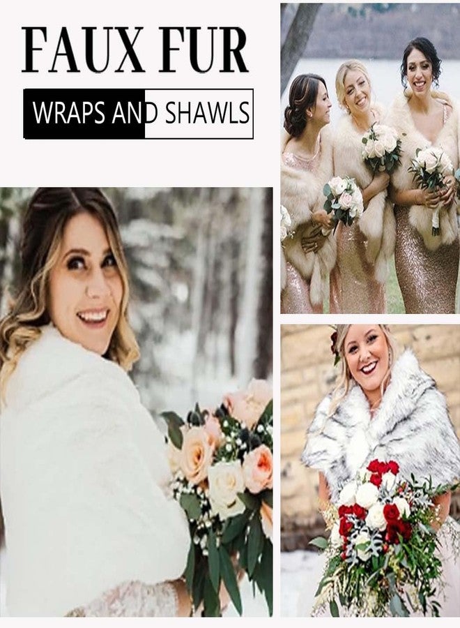 CanB Women's 1920 Fur Wraps and Shawls Bridal Winter Faux Fur Stole Wedding Faux Mink Cape for Bridesmaids - Image 4