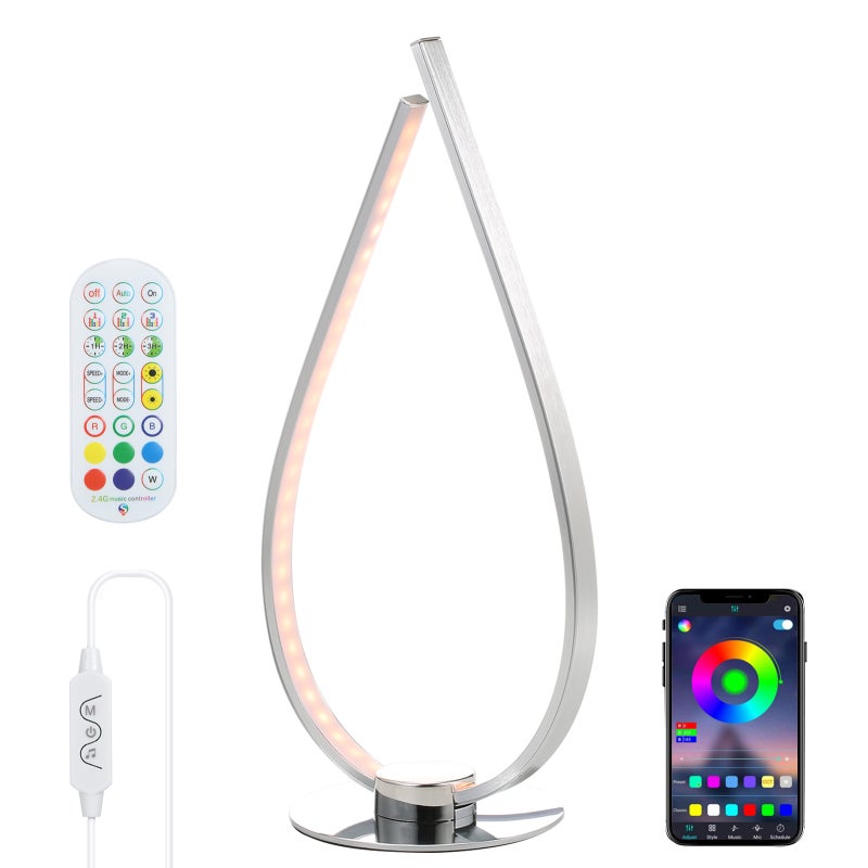 Neoglint D C5V 12W BT Connected Intelligent RGB LEDs Desk Lamp Table Light Water Drop Design with Controller Supported Phones App Control/ Liner Control/ Music Sync/ 1H&2H&3H 3 Levels Timer/ Speed& - Image 1