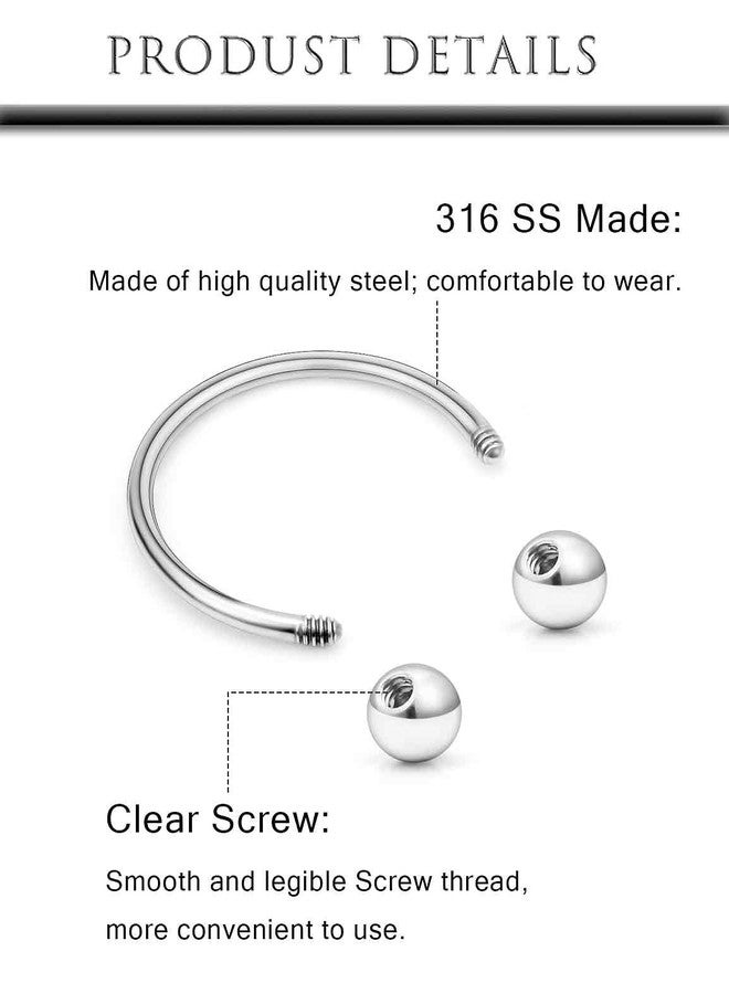 Hoeudjo Snake Bite Jewelry 16g Lip Rings Stainless Steel Snake Bite Piercing Jewelry Labret Jewelry Horseshoe Septum Rings for Women Men Silver-tone - Image 3