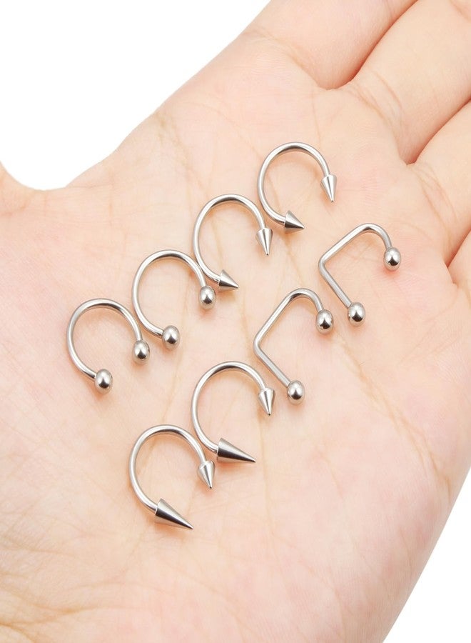 Hoeudjo Snake Bite Jewelry 16g Lip Rings Stainless Steel Snake Bite Piercing Jewelry Labret Jewelry Horseshoe Septum Rings for Women Men Silver-tone - Image 4