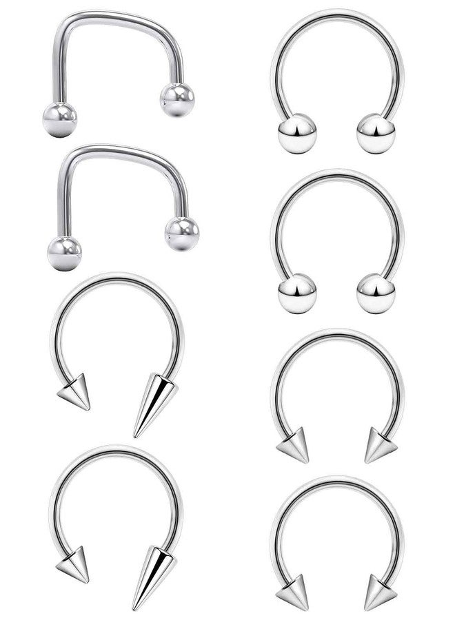 Hoeudjo Snake Bite Jewelry 16g Lip Rings Stainless Steel Snake Bite Piercing Jewelry Labret Jewelry Horseshoe Septum Rings for Women Men Silver-tone - Image 1