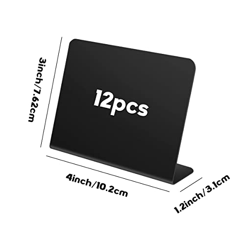 yuntop 12 Pcs L-Shaped Mini Chalkboard Signs Acrylic Chalkboard Buffet Tags Small Black Food Display Stands for Message Board Signs, Weddings, Tents, Birthday Parties - Image 2