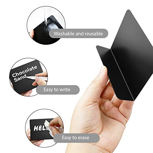 yuntop 12 Pcs L-Shaped Mini Chalkboard Signs Acrylic Chalkboard Buffet Tags Small Black Food Display Stands for Message Board Signs, Weddings, Tents, Birthday Parties - Image 3