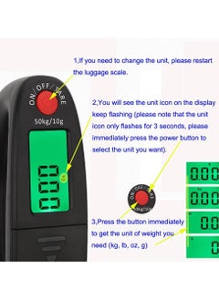CMGTYYD 110lb/50kg Portable Digital Hanging Luggage Weight Scale, Postal Scales with Data Lock and Auto Off (Black)  - Image 2