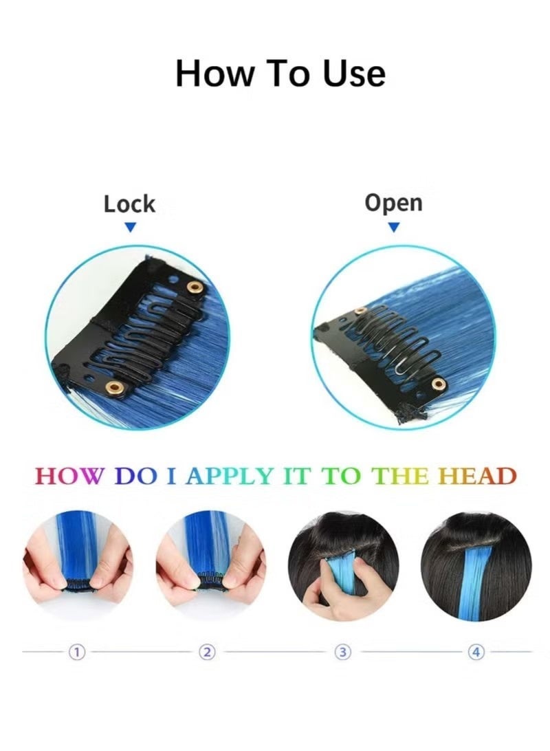 ١٠ قطع من وصلات الشعر الصناعية الطويلة والمستقيمة، شعر مستعار طبيعي المظهر للنساء والفتيات، للاستخدام اليومي والحفلات، ٥٥ سم، رمادي - Image 5