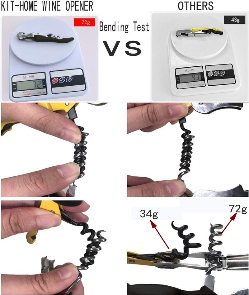 Kit-Home Professional Waiter Corkscrew Wine Openers Set, Heavy Duty Stainless Steel Hinges Wine Key for Restaurant Waiters, Sommelier, Bartenders - Image 3