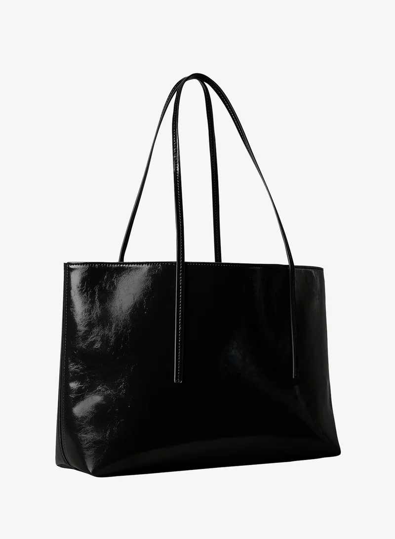 Calvin Klein Foil Logo Glossy Tote Bag With Pouch