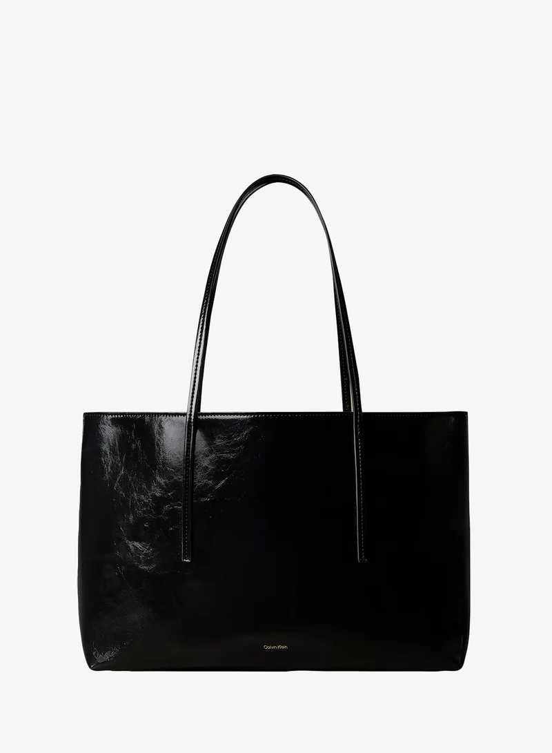 Foil Logo Glossy Tote Bag With Pouch