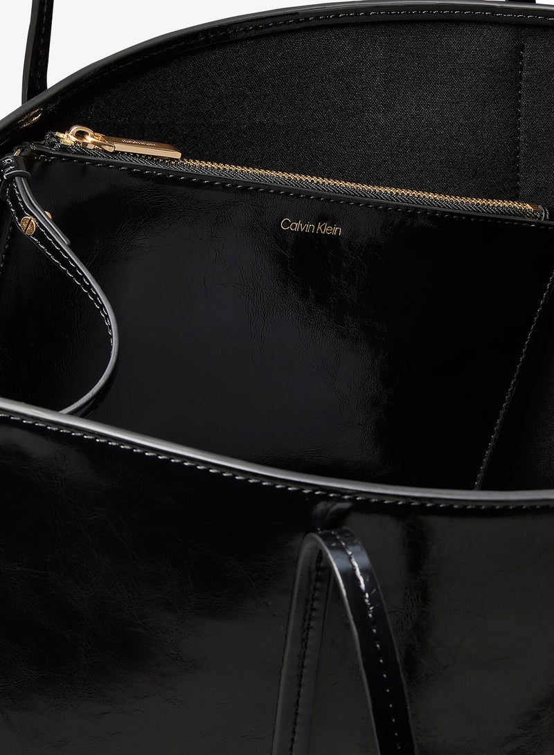 CALVIN KLEIN Foil Logo Glossy Tote Bag With Pouch - Image 3