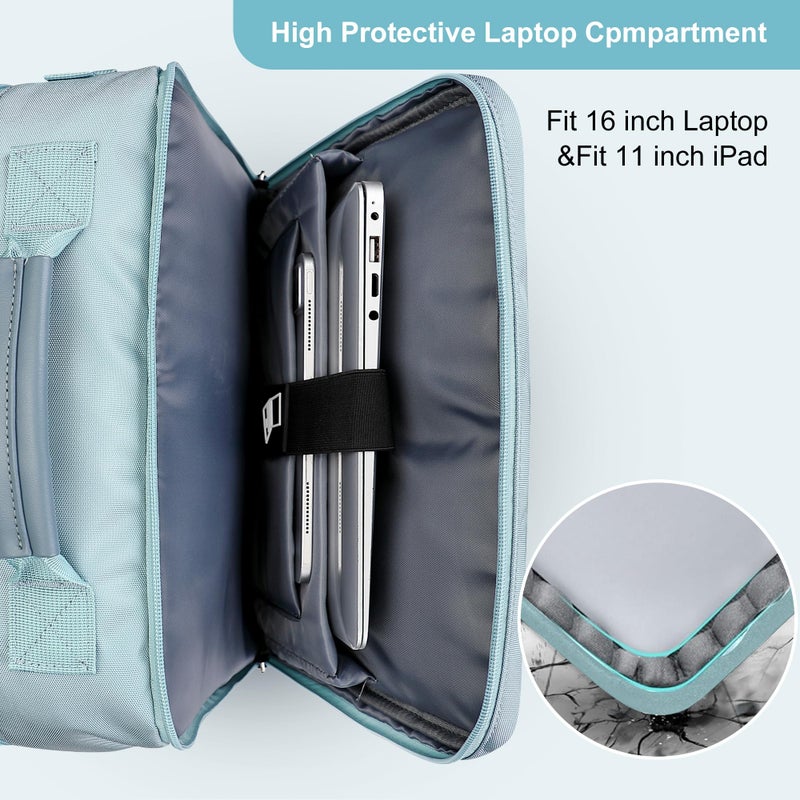 PIJUSHI Carry on Travel Backpack for Women Convertible Duffle Bag Flight Approved Luggage Backpack Fit 16 Inch Laptop(PE053 Teal Blue) - Image 5