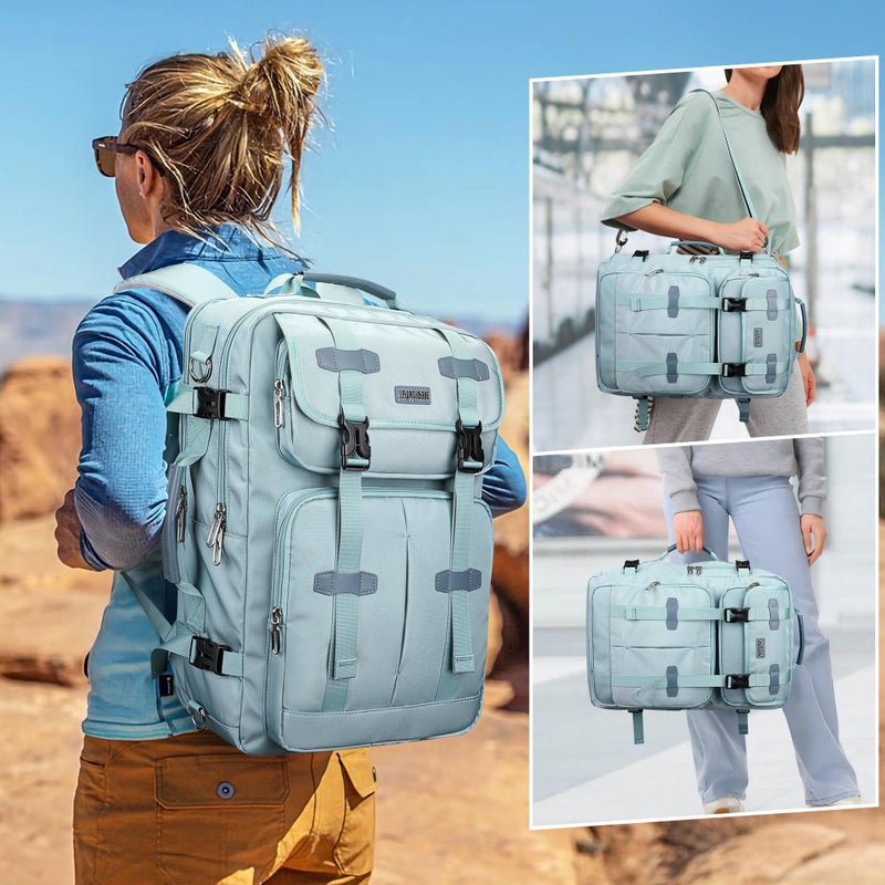 PIJUSHI Carry on Travel Backpack for Women Convertible Duffle Bag Flight Approved Luggage Backpack Fit 16 Inch Laptop(PE053 Teal Blue) - Image 2