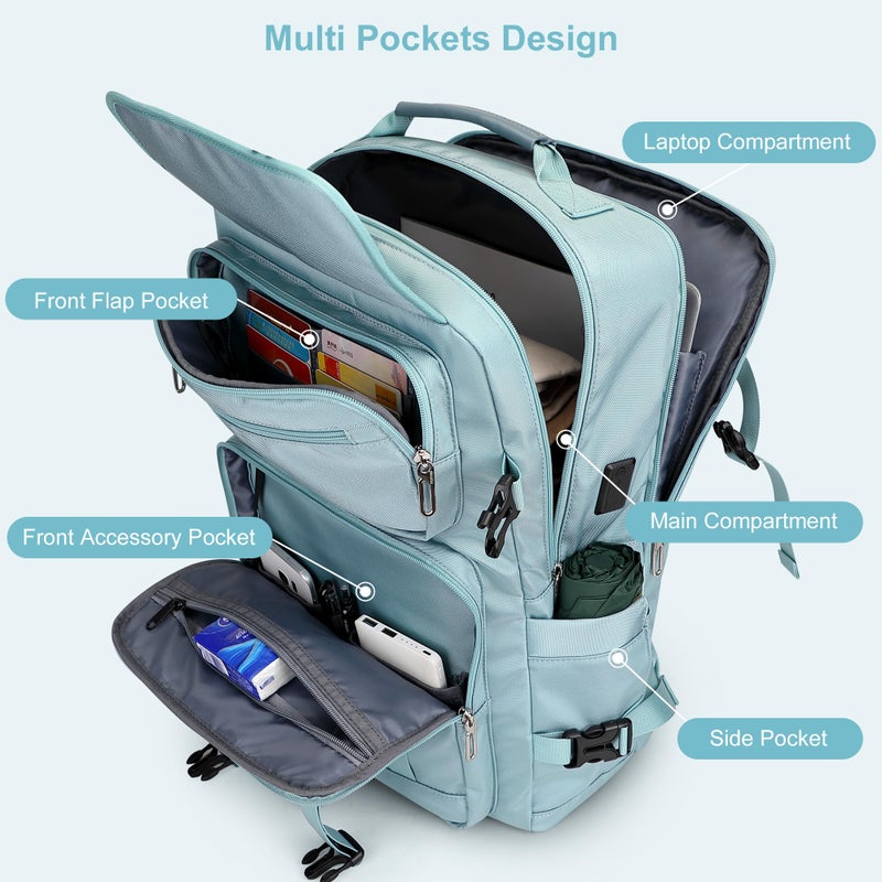 PIJUSHI Carry on Travel Backpack for Women Convertible Duffle Bag Flight Approved Luggage Backpack Fit 16 Inch Laptop(PE053 Teal Blue) - Image 4