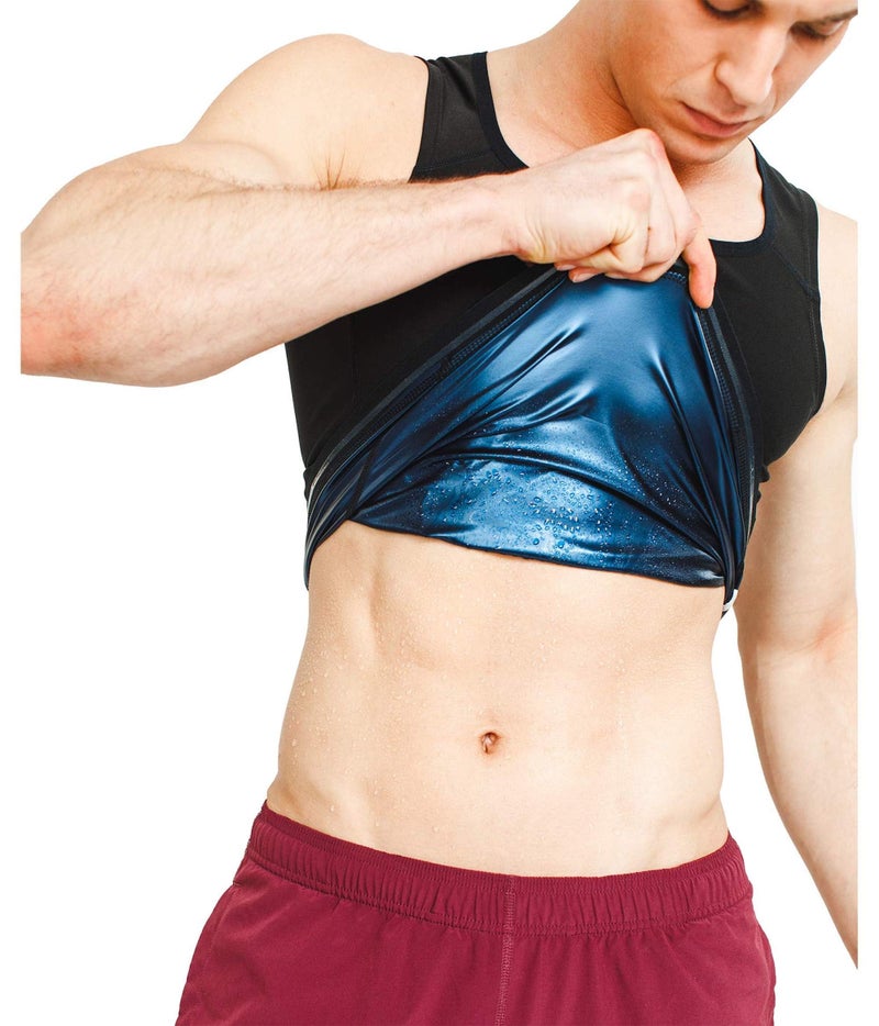 Sweat Shaper Men’s Premium Slimming Shapewear Workout Sauna Tank Top Vest, Black, Large-X Large - Image 1