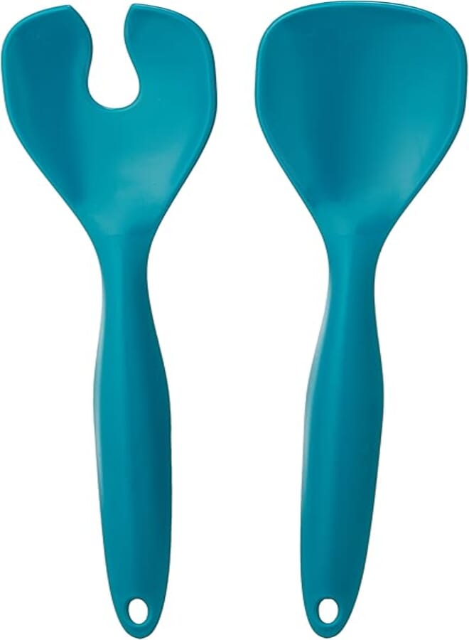 أم-ديزاين ملاعق سلطة من تصميم إم - طقم من قطعتين (لون أزرق مخضر)