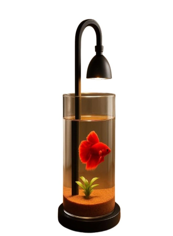KSH STORE حوض سمك صغير دائري من الأكريليك من KSH STORE®، طراز PS-10S، سعة 1.5 لتر، مزود بإضاءة LED بسبعة ألوان، يعمل بمنفذ USB، تصميم صغير الحجم مناسب لأسماك البيتا والجوبي، متوفر باللونين الأسود والأبيض. - Image 1