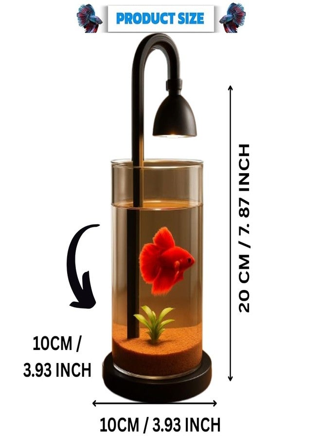KSH STORE حوض سمك صغير دائري من الأكريليك من KSH STORE®، طراز PS-10S، سعة 1.5 لتر، مزود بإضاءة LED بسبعة ألوان، يعمل بمنفذ USB، تصميم صغير الحجم مناسب لأسماك البيتا والجوبي، متوفر باللونين الأسود والأبيض. - Image 2