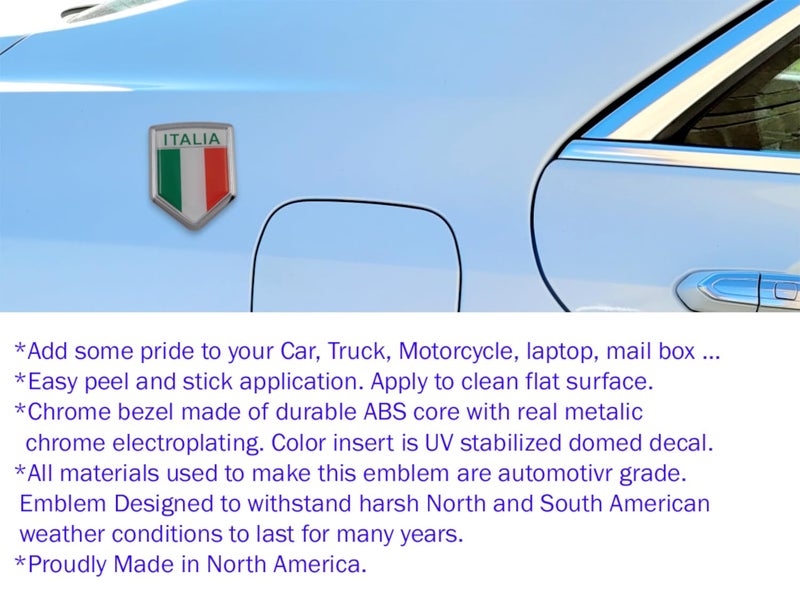 Car Chrome Decals CBSHD101A Italia Italy Italian Flag Car Chrome Emblem Decal 3D Sticker - Image 2