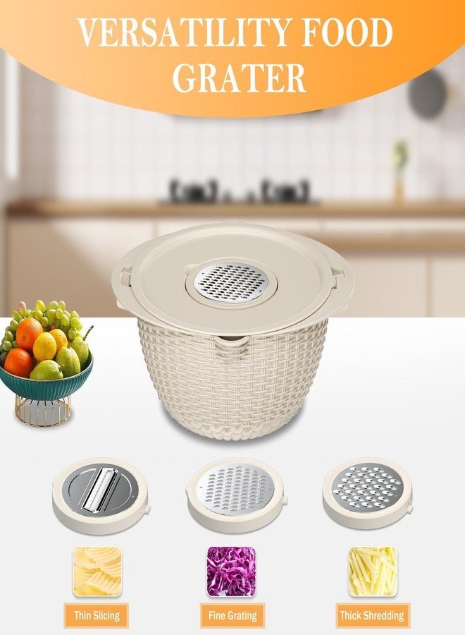 STOCKPOT 4-1 Colander with Mixing Bowl Set, Food Strainers and Colanders Set for Kitchen, Pasta Rice Strainer, Fruit and Veggie Washer, Salad Spinner, Kitchen Essentials Strainer Basket Bowl,Beige - Image 2