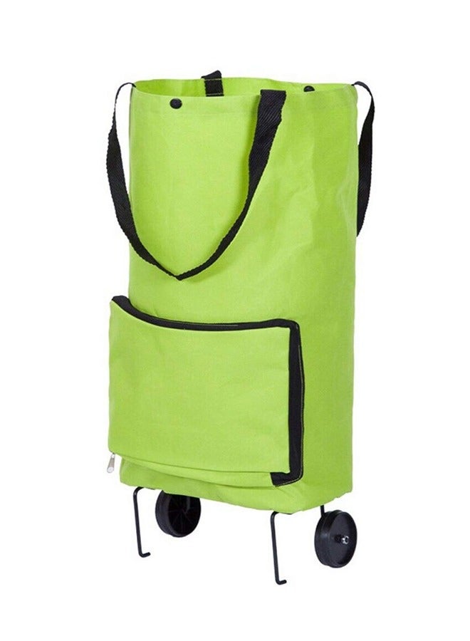 Loquat Shopping Bag with Wheels, Portable Trolley Bags Foldable Tote Grocery Cart, Reusable and Collapsible Utility Bag, 360° Swivel Wheels, Large Capacity Telescopic Storage Bag for Traveling (Green) - Image 2