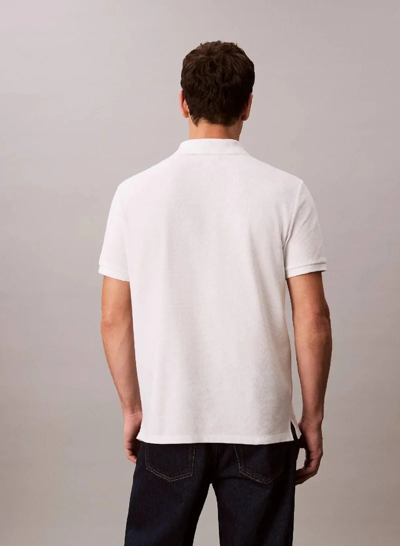 Calvin Klein Jeans Blanc De Blanc Cotton Piqué Polo Shirt for Men | Best Price UAE