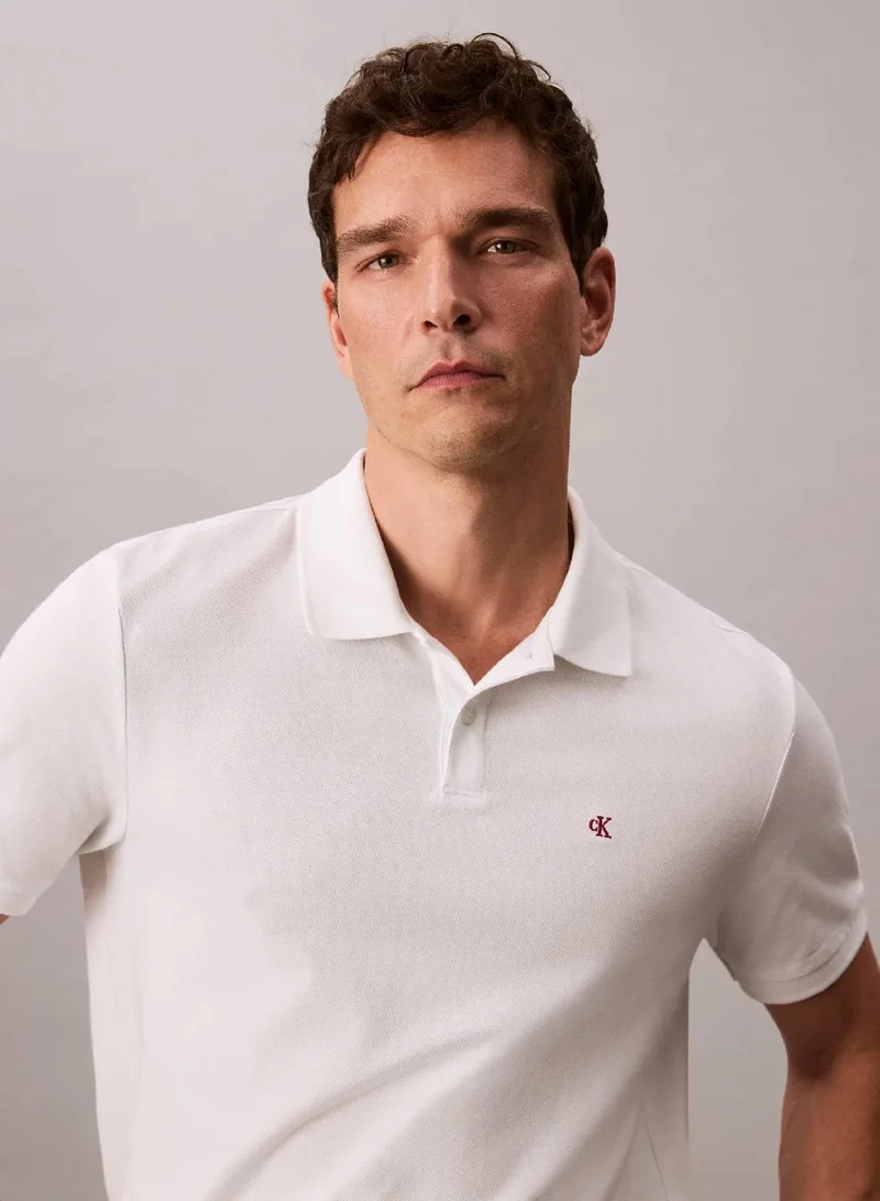 Calvin Klein Jeans Blanc De Blanc Cotton Piqué Polo Shirt for Men | Best Price UAE
