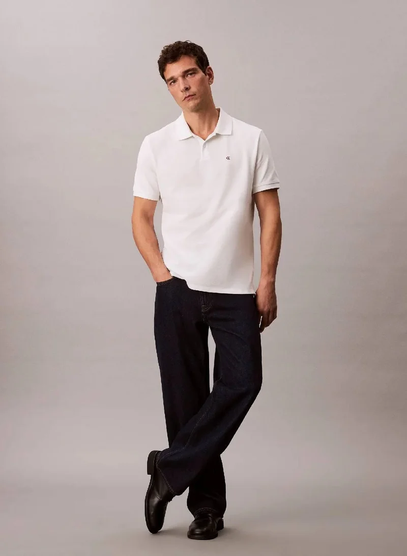 Calvin Klein Jeans Blanc De Blanc Cotton Piqué Polo Shirt for Men | Best Price UAE