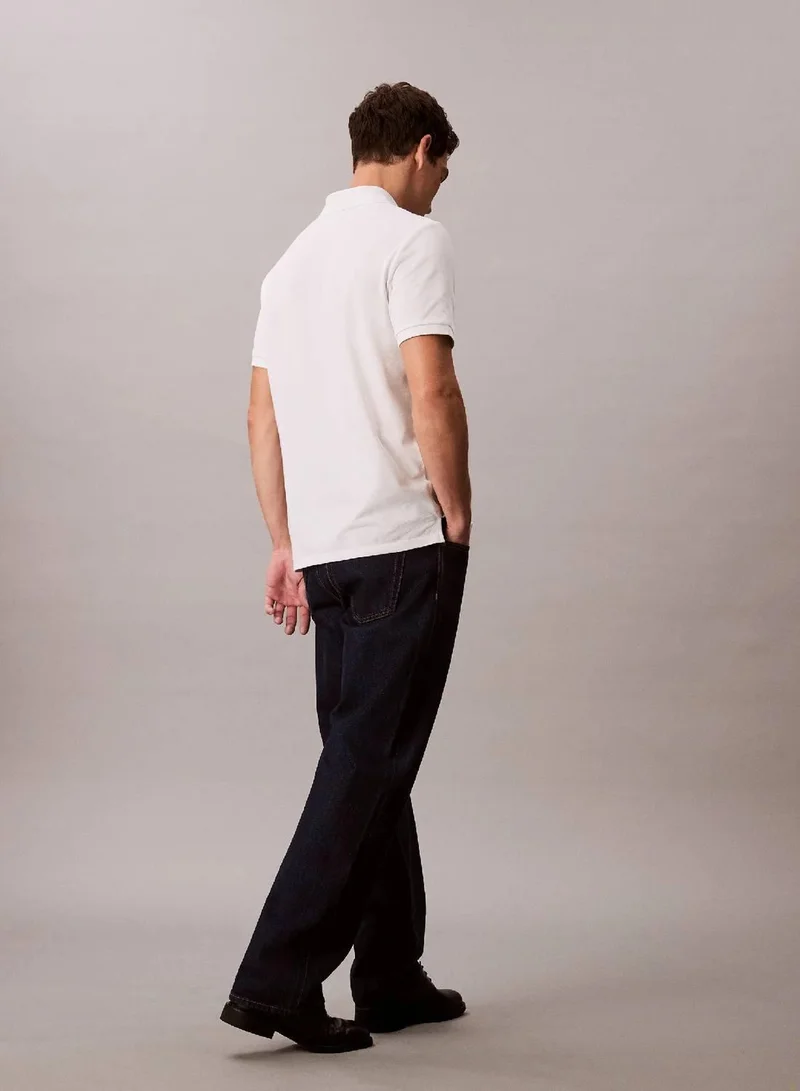 Calvin Klein Jeans Blanc De Blanc Cotton Piqué Polo Shirt for Men | Best Price UAE