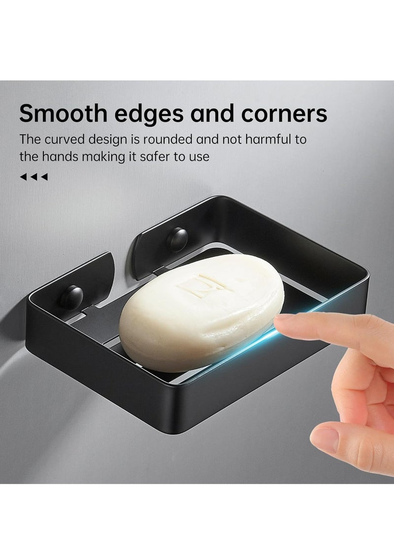 Oasisgalore Wall Mounted Soap Dish Holder for Shower Stainless Steel Soap Tray with Self Draining (Black) - Image 4