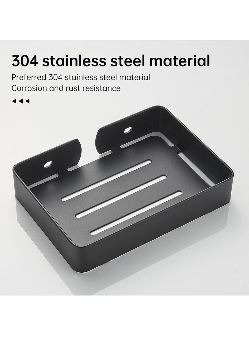 Oasisgalore Wall Mounted Soap Dish Holder for Shower Stainless Steel Soap Tray with Self Draining (Black) - Image 2