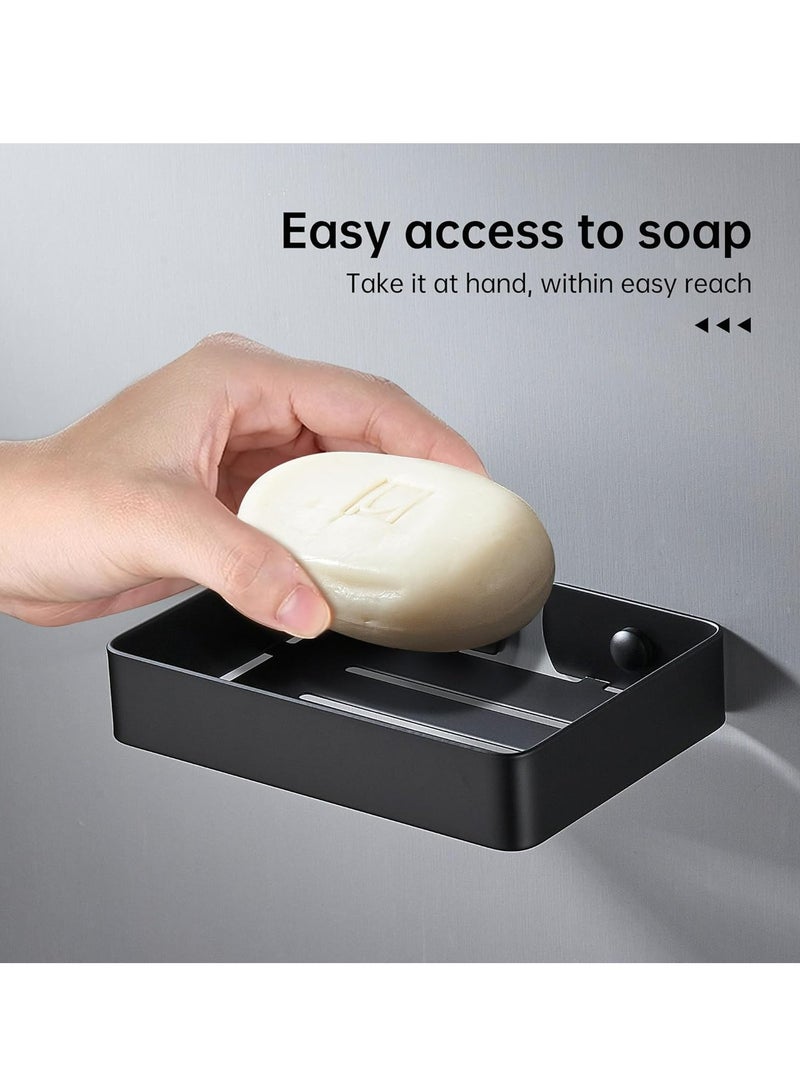 Oasisgalore Wall Mounted Soap Dish Holder for Shower Stainless Steel Soap Tray with Self Draining (Black) - Image 3